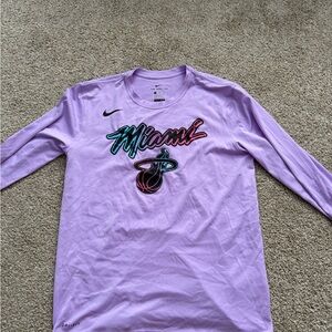 Nike Miami Heat Long Sleeve Shirt - Purple mens M